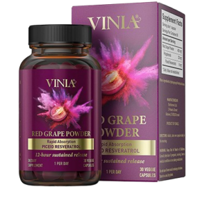 VINIA 12-Hour Long-Lasting piceid resveratrol Supplement. Nitric Oxide Supplement. Supports Heart Health, Blood Flow, Boost Oxygen Superfood Powder, Keto Friendly.
